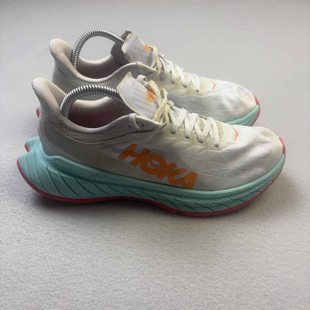 Hoka One One Carbon X 2 Shoes Womens Sz 8.5 White Running Sneakers 1113527 WBOR